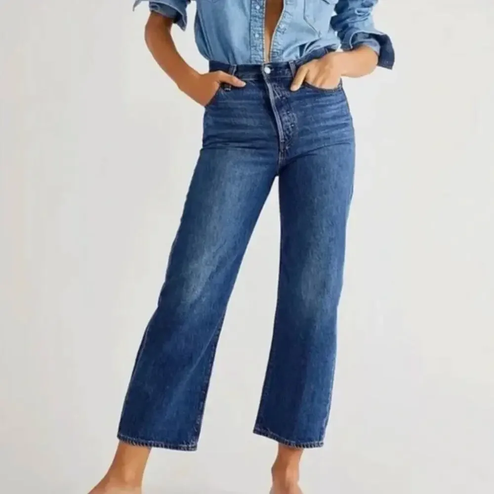 Levi’s Premium Ribcage Straight Ankle Jeans Medium Blue Women’s Size 24